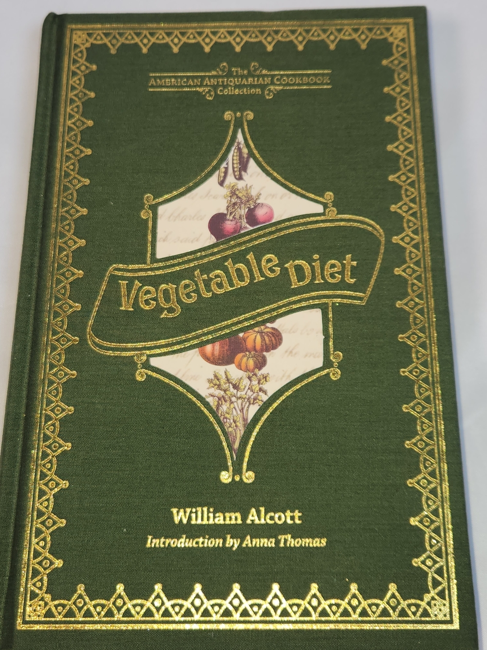 Vegetable Diet by William Alcott - Green & Gold Hardcover Cookbook